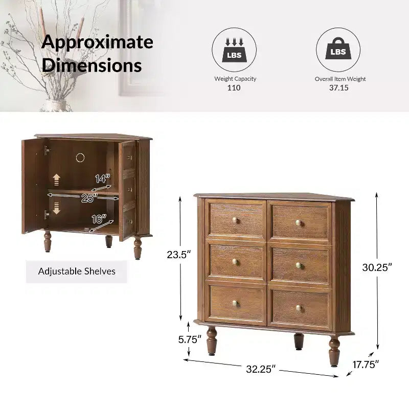 30 H 2-Door Corner Cabinet with Spindle Legs