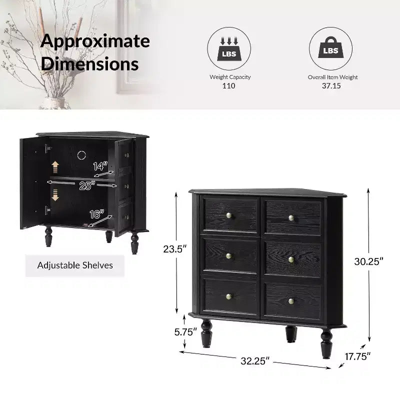 30 H 2-Door Corner Cabinet with Spindle Legs