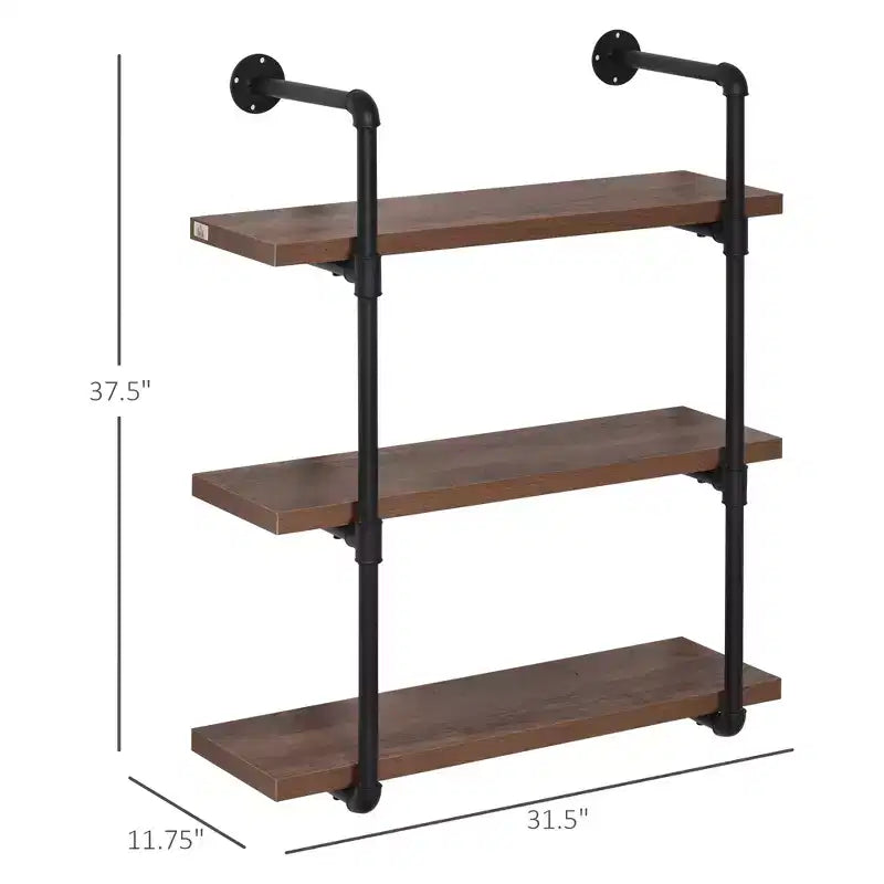 Industrial Pipe Shelves, Floating Wall Mounted Bookshelf, Metal Frame Display Rack for Living Room or Bedroom
