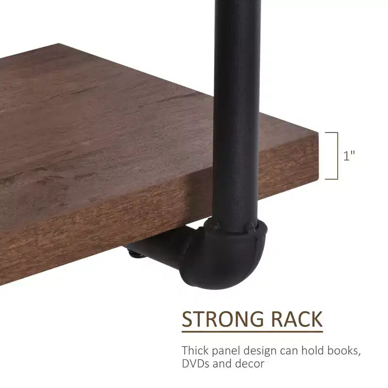 Industrial Pipe Shelves, Floating Wall Mounted Bookshelf, Metal Frame Display Rack for Living Room or Bedroom