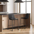 TUYOHW 36.2H Mid-Century Modern Bar Stools Set of 2,Faux Leather Counter Height Chairs with Footrest,Dining Chairs for Home Bar,Office,Kitchen