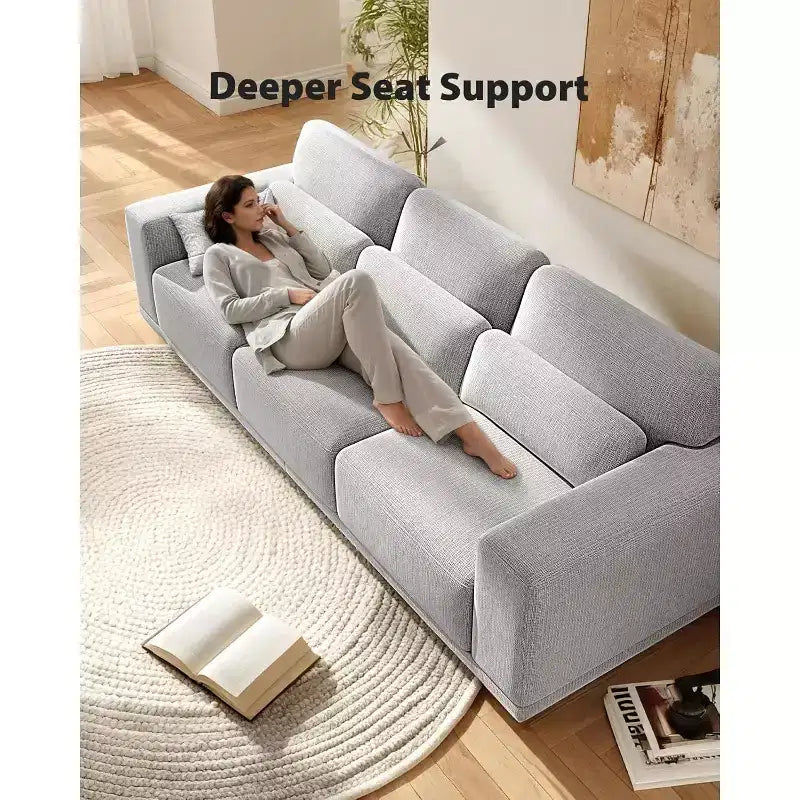 89 Comfy 3 Seater Sofa, 3 Seater Couch for Living Room, Supportive with Thickened Cushion, Removable & Washable Covers, Cotton-Linen Couches, Grey