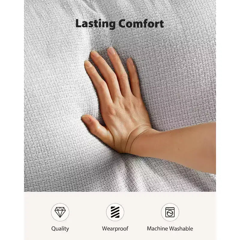 89 Comfy 3 Seater Sofa, 3 Seater Couch for Living Room, Supportive with Thickened Cushion, Removable & Washable Covers, Cotton-Linen Couches, Grey