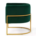 Velvet Accent Chair With Cushion, Golden Metal Stand, Curve Backrest Upholstered Vanity Chair, Home Leisure Chair