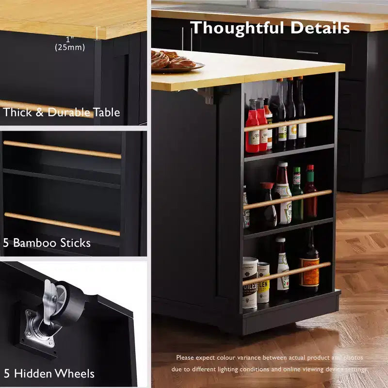 Kitchen Island with Storage,Rolling Kitchen Storage Carts with Drop Leaf,Power Outlet,Racks,Drawers and Locking Wheels Room White