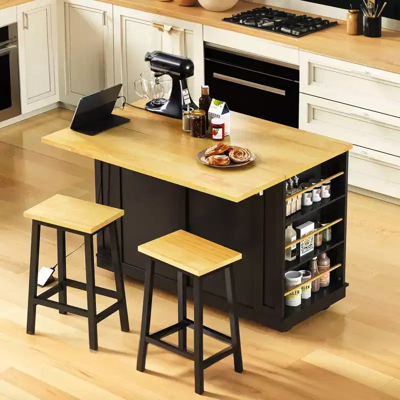 Kitchen Island with Storage,Rolling Kitchen Storage Carts with Drop Leaf,Power Outlet,Racks,Drawers and Locking Wheels Room White