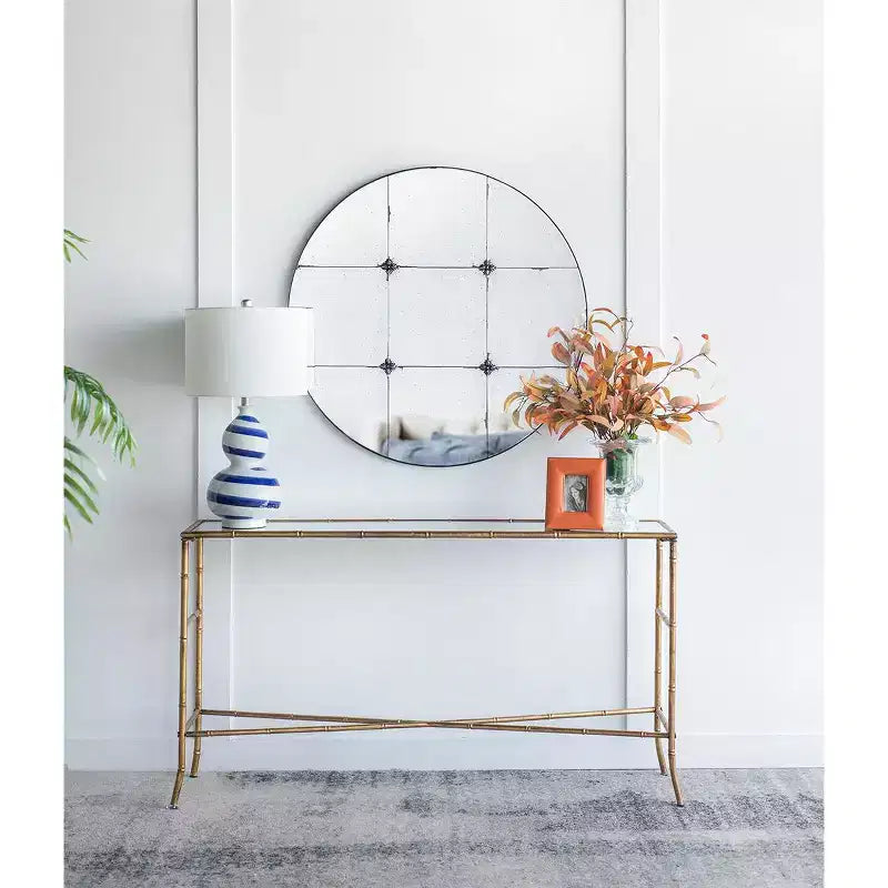 36 Inch Traditional Round Antique Glass Wall Mirror