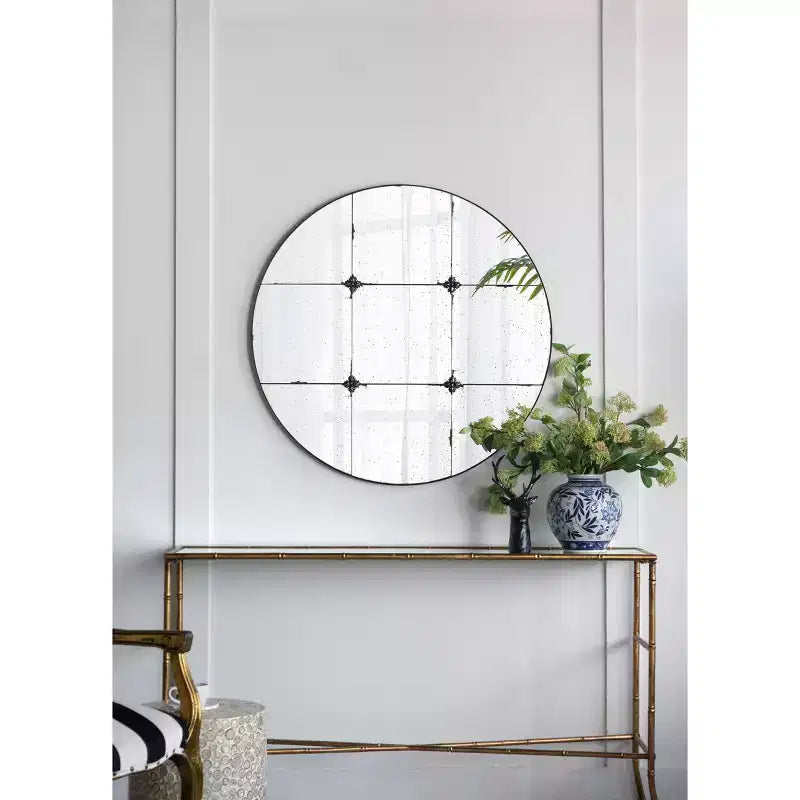 36 Inch Traditional Round Antique Glass Wall Mirror