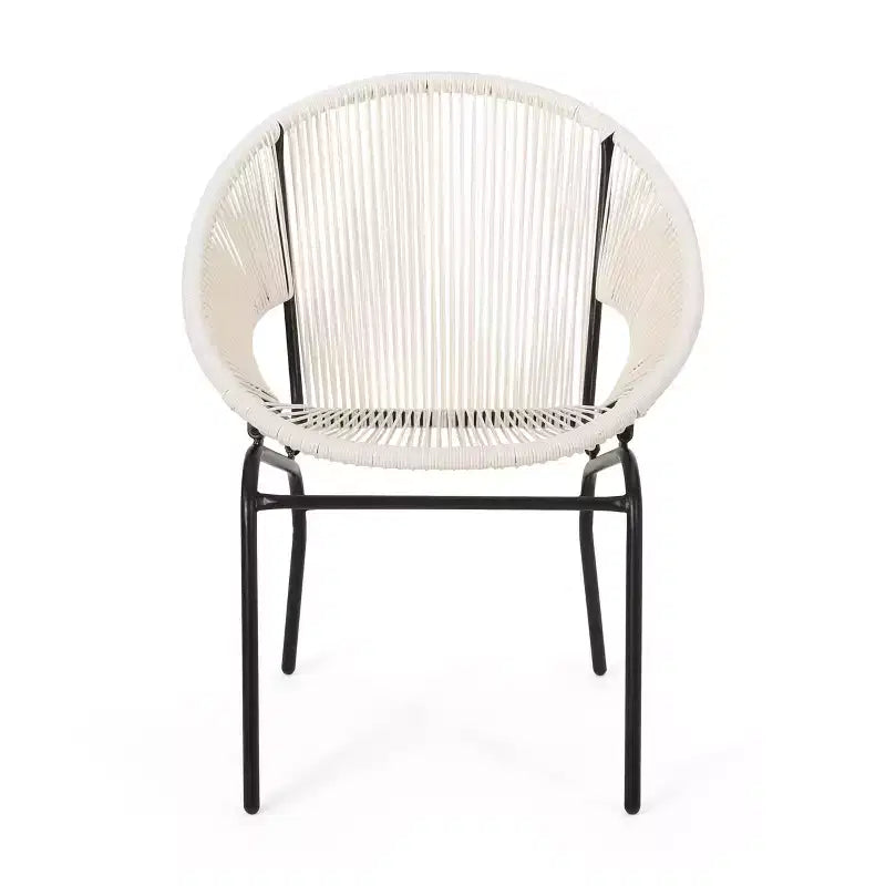 2 Piece Patio Furniture Chairs, Outdoor Rattan Chairs with Metal Legs, Patio Dining Chairs with Woven Backrest for Backyard, Garden, Balcony