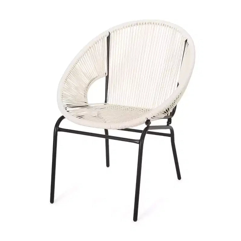 2 Piece Patio Furniture Chairs, Outdoor Rattan Chairs with Metal Legs, Patio Dining Chairs with Woven Backrest for Backyard, Garden, Balcony