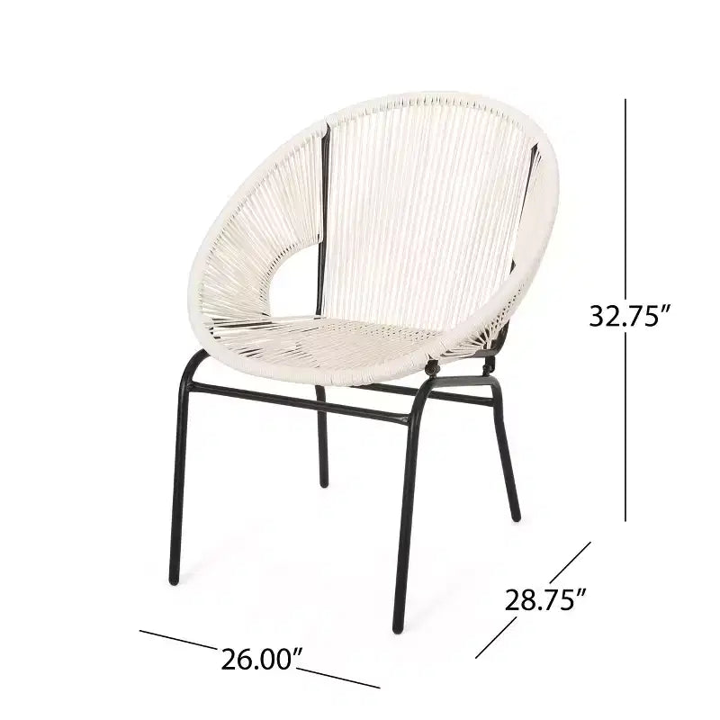 2 Piece Patio Furniture Chairs, Outdoor Rattan Chairs with Metal Legs, Patio Dining Chairs with Woven Backrest for Backyard, Garden, Balcony