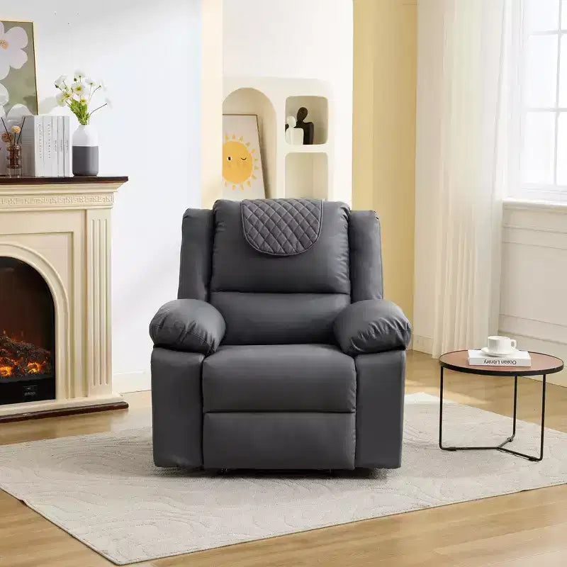 Oversized Massage Recliner Chair for Adults, PU Leather Heated Single Sofa with Vibration & Heat, Side Pocket, Reclining Sofa (Brown)